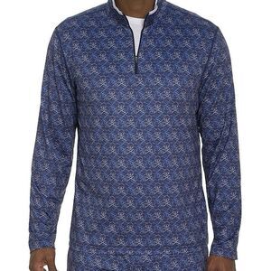 Robert Graham Mens Size XL Iron Skull Navy Classic Fit Golf 1/4 Zip Pullover Top